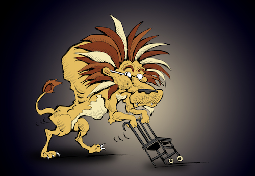 Cartoon: Retired Circus Lion... (medium) by berk-olgun tagged retired,circus,lion