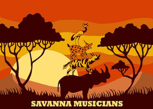 Cartoon: Savanna Musicians... (medium) by berk-olgun tagged savanna,musicians