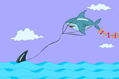 Cartoon: Shark Kite... (medium) by berk-olgun tagged shark,kite