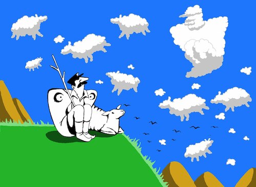Cartoon: Shepherd Cloud... (medium) by berk-olgun tagged shepherd,cloud
