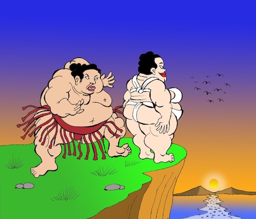 Cartoon: Sumo Wrestler... (medium) by berk-olgun tagged sumo,wrestler