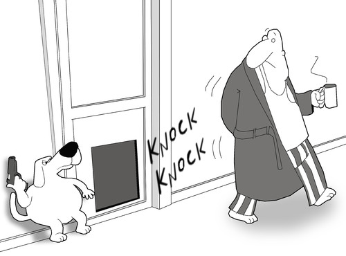 Cartoon: The Dog Door.. (medium) by berk-olgun tagged the,dog,door