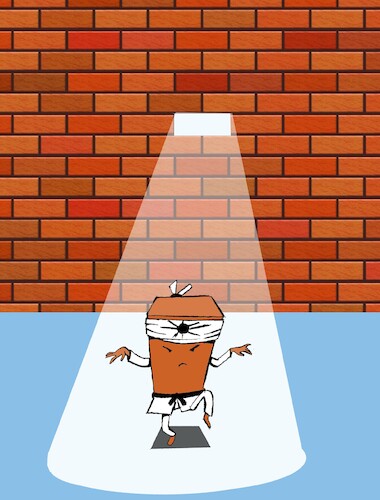 Cartoon: The Karate Brick... (medium) by berk-olgun tagged the,karate,brick