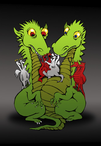 Cartoon: Two Headed Dragon... (medium) by berk-olgun tagged two,headed,dragon