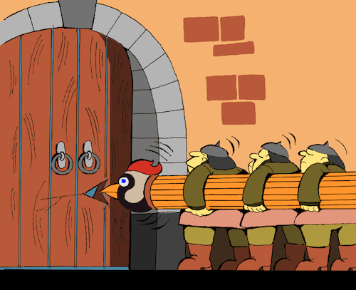 Cartoon: Woodpecker Castle... (medium) by berk-olgun tagged woodpecker,castle