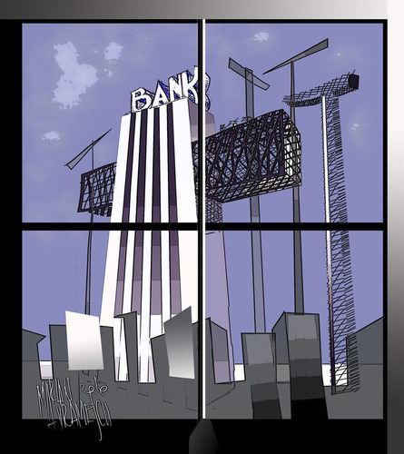 Cartoon: future architecture (medium) by Marian Avramescu tagged mmmmmmmmmmmmmmmm