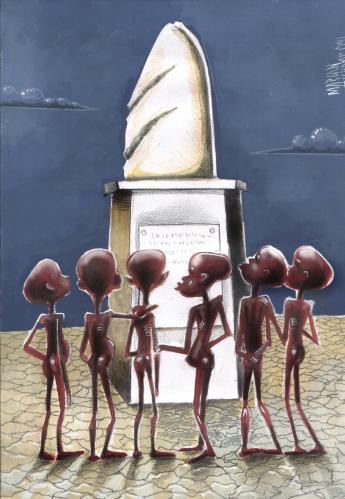 Cartoon: STATUE OF HUNGER (medium) by Marian Avramescu tagged mav