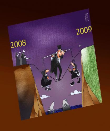 Cartoon: the way to 2009 (medium) by Marian Avramescu tagged mav