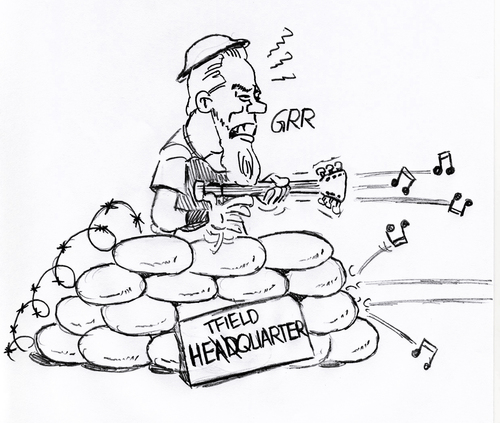 Cartoon: Metallicas bandinternes Syrien (medium) by Glenn M Bülow tagged metallica,james,hetfield,band,konflikte,syrien