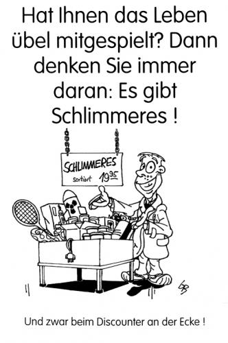 Cartoon: Discounter (medium) by Glenn M Bülow tagged philosophie,lebensweisheit,ware,angebot,schnäppchen,sonderangebot,wühltisch,supermarkt,kodi,aldi,discounter