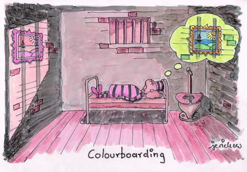 Cartoon: Colourboarding (medium) by jerichow tagged pink,down,cool,beruhigungszelle,strafvollzug,international,amnesty,sere,guantanamo,rosa,konvention,genfer,menschenrechte,ertränken,trauma,würgereflex,verhörmethode,foltermethode,waterboarding,waterboarding,foltermethode,verhörmethode,würgereflex,trauma,ertränken,menschenrechte,genfer,konvention,rosa,guantanamo,sere,amnesty,international,strafvollzug,beruhigungszelle,cool,down,pink