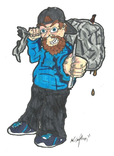 Cartoon: Me being me (medium) by m-crackaz tagged crackaz,mcrackaz,sean,me,pen,bag,can,bottle