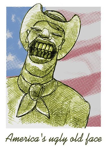 Cartoon: americas ugly old face (medium) by jenapaul tagged politics,guns,usa