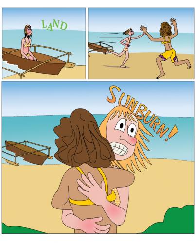 Cartoon: Land Hugs and Sunburn! (medium) by red tagged ulli,land,sunburn,hug,sheryl