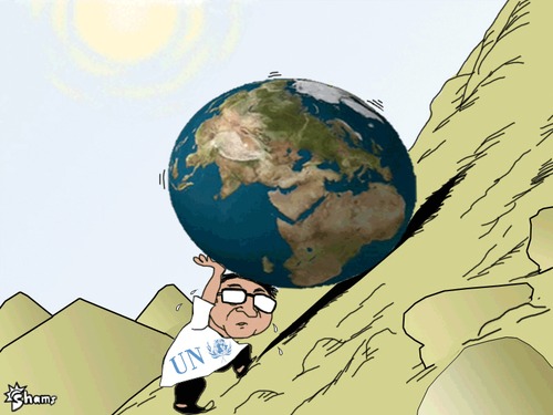 Cartoon: UN lifting world (medium) by Shams tagged world,the,lifting,un