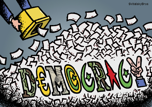 Cartoon: Democracy after election (medium) by svitalsky tagged democracy,election,egypt,arab,spring,vote,voting,tunis,people,islam,money,army,fight,future,cartoon,svitalsky,svitalskybros,freedom,freiheit,demokratie,wahl,araber,illustration,color,ägypten,demokratie,islam