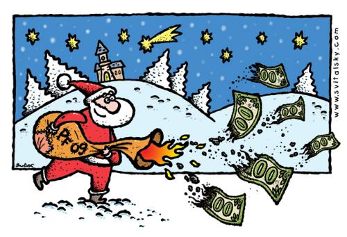 Cartoon: pf 2009 (medium) by svitalsky tagged pf2009,svitalsky,santa,bills,fire