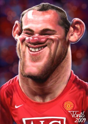 Cartoon: Wayne Rooney  Manchester United (medium) by Tonio tagged wayne,caricature,karikatur,portrait,rooney,manchester,united,premier,league,england,english,international,football,soccer,sport,wayne rooney,manchester  united,england,fußball,fussball,sport,sportler,fußballspieler,karikatur,illustration,portrait,mann,fußballmannschaft,wayne,rooney,manchester,united