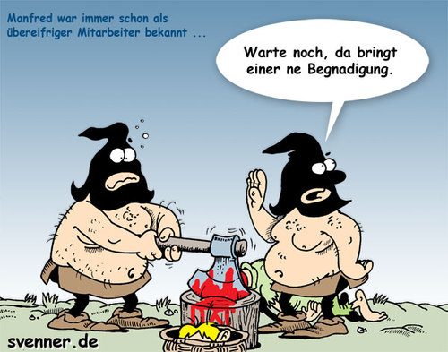 Cartoon: Uebereifriger Manfred (medium) by svenner tagged cartoon,fun,schwarzer,humor