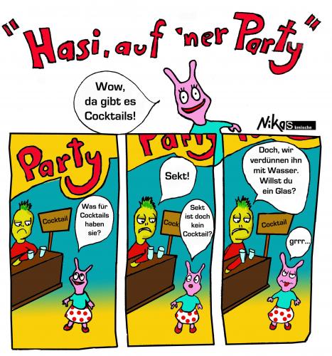 Cartoon: Hasi auf einer Party (medium) by Nk tagged party,hase,cocktail,sekt,rabit,bunny
