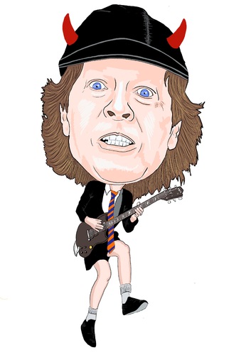 Cartoon: Angus Young ACDC (medium) by Vandersart tagged acdc,cartoons,caricatures