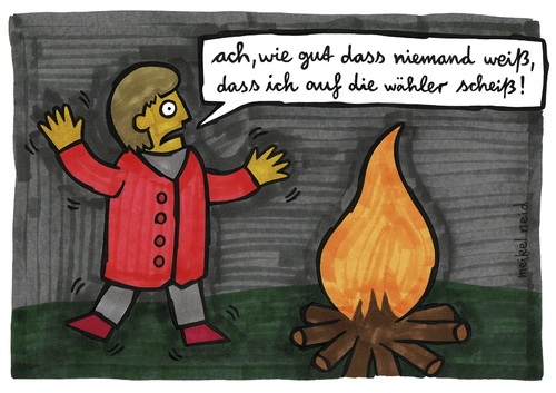 Cartoon: merkelstilzchen (medium) by meikel neid tagged rumpelstilzchen,merkel,märchen,unhold,kobold