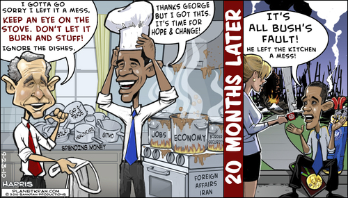 Cartoon: Hope and Change? (medium) by planetkram tagged obama,fail