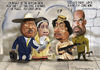 Cartoon: African Union meets Gadaffi (small) by Fred Makubuya tagged museveni gadaffi libya peace war