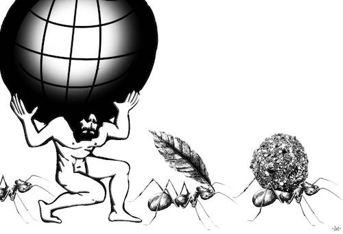 Cartoon: Atlas (medium) by zu tagged atlas,ant,load