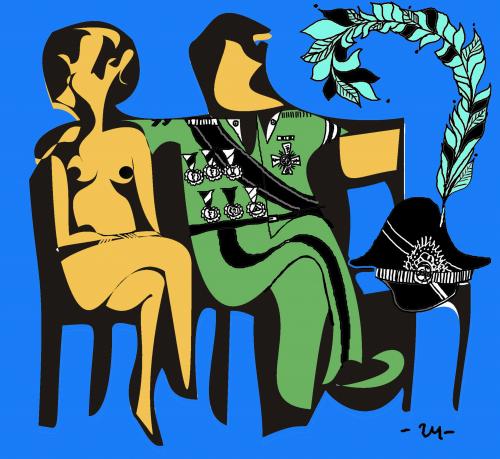 Cartoon: chairs (medium) by zu tagged chair,nude,marshal