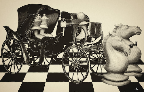 Cartoon: Landau (medium) by zu tagged landau,chariot,chess,horses