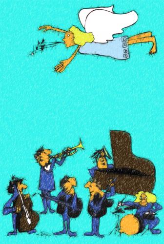 Cartoon: orchestra (medium) by zu tagged orchestra,jazz,band