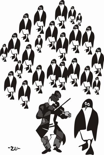Cartoon: penguin (medium) by zu tagged penguin,music,art
