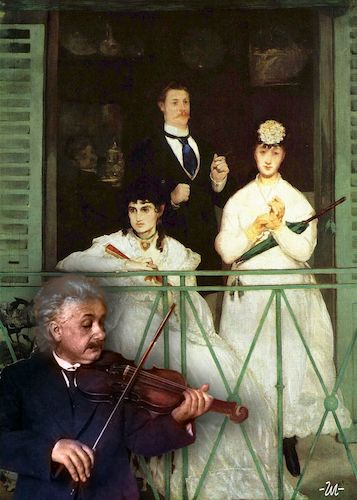 Cartoon: Serenade (medium) by zu tagged serenade,einstein,monet,balcony