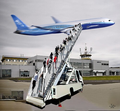 Cartoon: Take off (medium) by zu tagged ladder,airplane,passengers