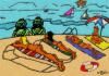 Cartoon: beach (small) by zu tagged beach,diver