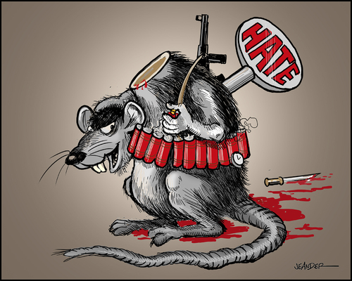 Cartoon: Hate (medium) by jeander tagged terror,is,daesh,hate,terror,is,daesh,hate