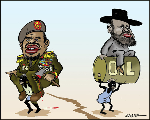 Cartoon: South Sudan. A new nation (medium) by jeander tagged al,bashir,sudan,south,salva,kiir,nation,conflict,al bashir,sudan,öl,al,bashir