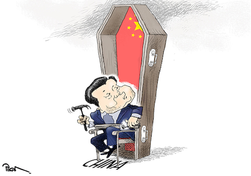 Cartoon: Life-time term in China (medium) by Popa tagged china,xijinping,president,limit,term,asia,leader
