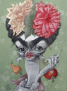 Cartoon: frida kalho (small) by GOYET tagged frida,kalho,celebreties,painters,artist,caricatures
