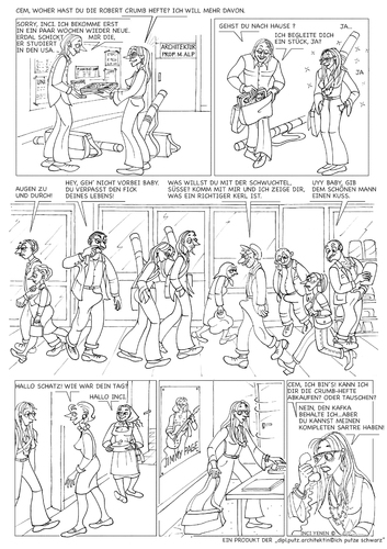 Cartoon: Robert Crumb und Inci (medium) by Inci tagged robert,crumb,cartoon,undergraund,janis,joplin,augen,jimmy,page,tausch,student