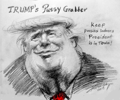 Cartoon: Trump-Pussy Grabber (medium) by ylli haruni tagged pussy,grabber,trump,president,donald
