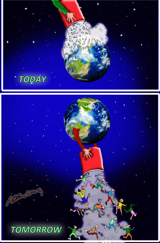 Cartoon: future of our world (medium) by hakanipek tagged future,world,today,tomorrow