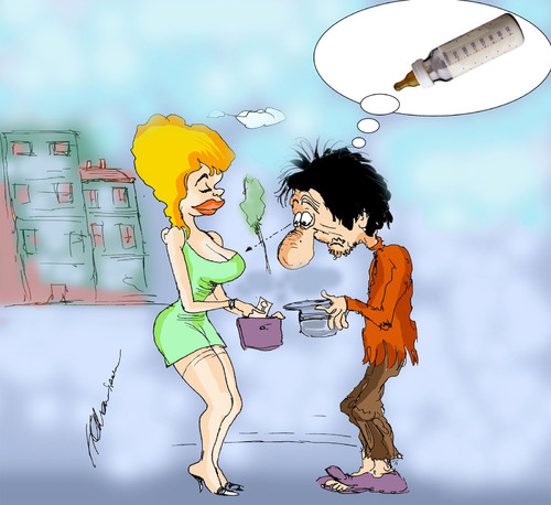 Cartoon: needs of the poor (medium) by hakanipek tagged poors,need,beggar,women,girl