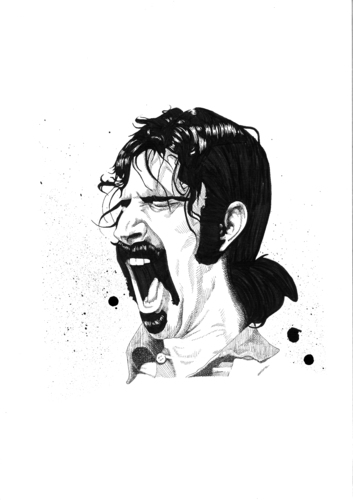 Cartoon: Frank Zappa (medium) by Liam tagged frank,zappa,rock,music,portrait,scream