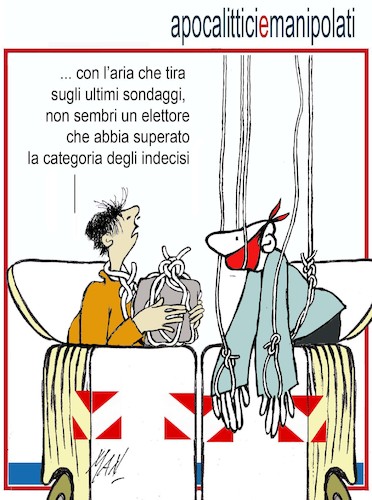 Cartoon: Apocalittici e manipolati (medium) by Enzo Maneglia Man tagged vignette,umorismo,grafico,spilli,287,man,maneglia,fighillearte