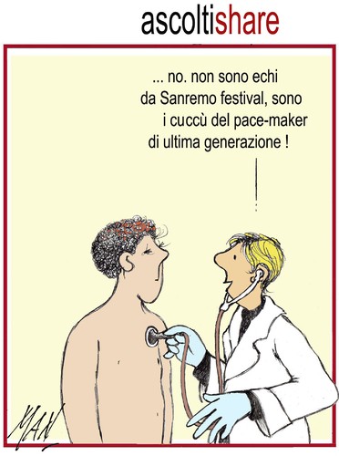 Cartoon: Ascolti (medium) by Enzo Maneglia Man tagged cassonettari,man,maneglia,fighillearte