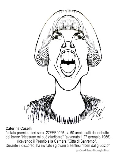 Cartoon: Caterina Caselli (medium) by Enzo Maneglia Man tagged caricature,caterina,caselli,cantante,anni60,sanremo