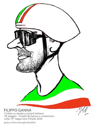 Cartoon: Filippo Ganna (medium) by Enzo Maneglia Man tagged caricature,filippo,ganna,ritratti,grafica
