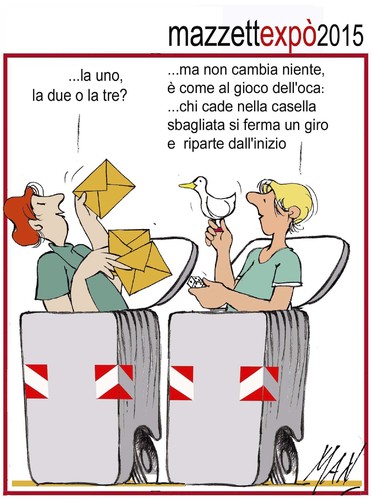 Cartoon: mazzette expo2015 (medium) by Enzo Maneglia Man tagged fighillearte,maneglia,man,cassonettari